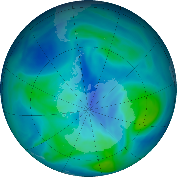 Antarctic ozone map for 27 February 2005